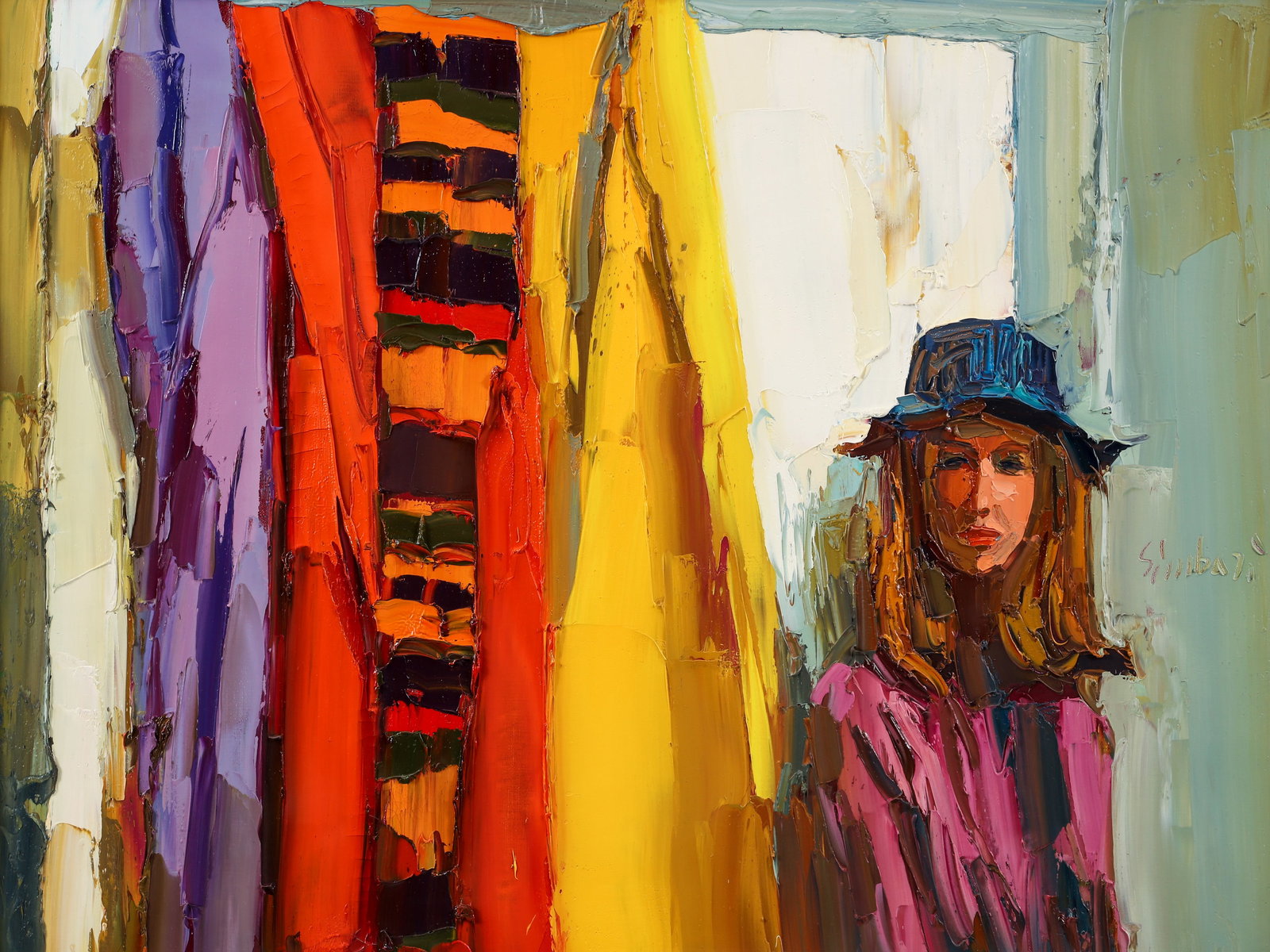 Nicola Simbari Impasto Oil on Canvas Girl With Hat (1 of 6)