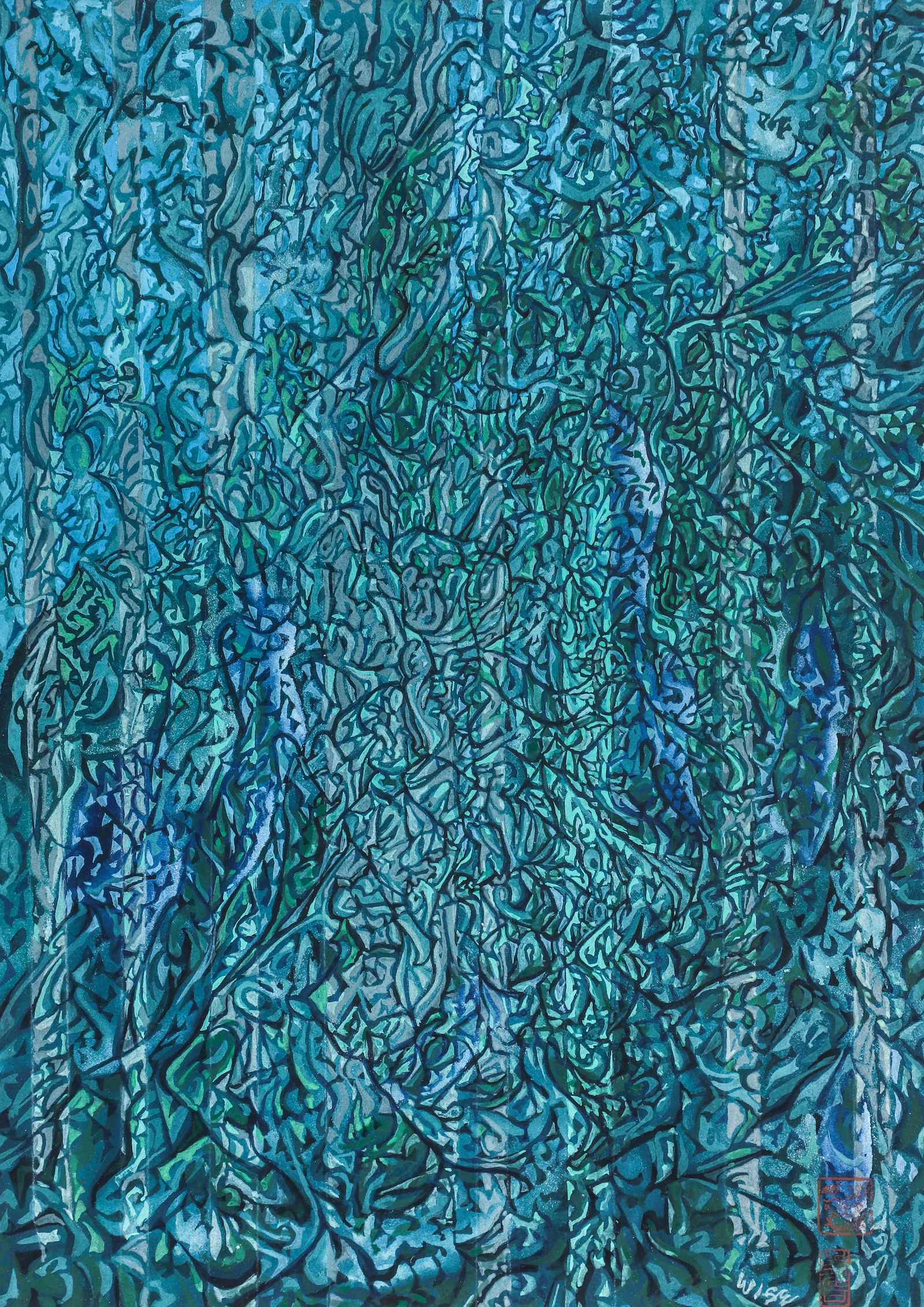 Jack Wise gouache Spirit in the Forrest (1 of 4)