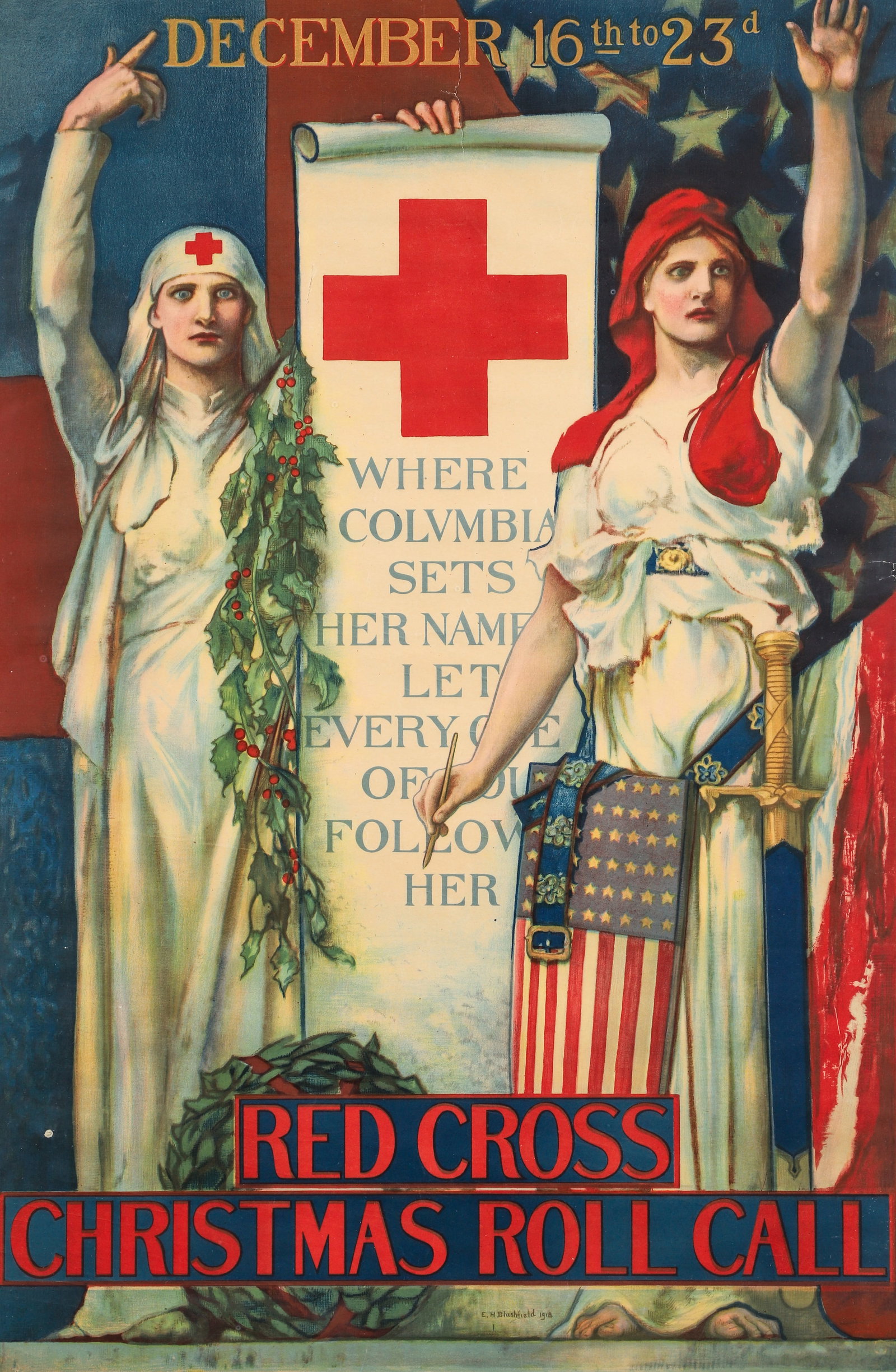Vintage 1918 E.H. Blashfield Red Cross Poster (1 of 5)