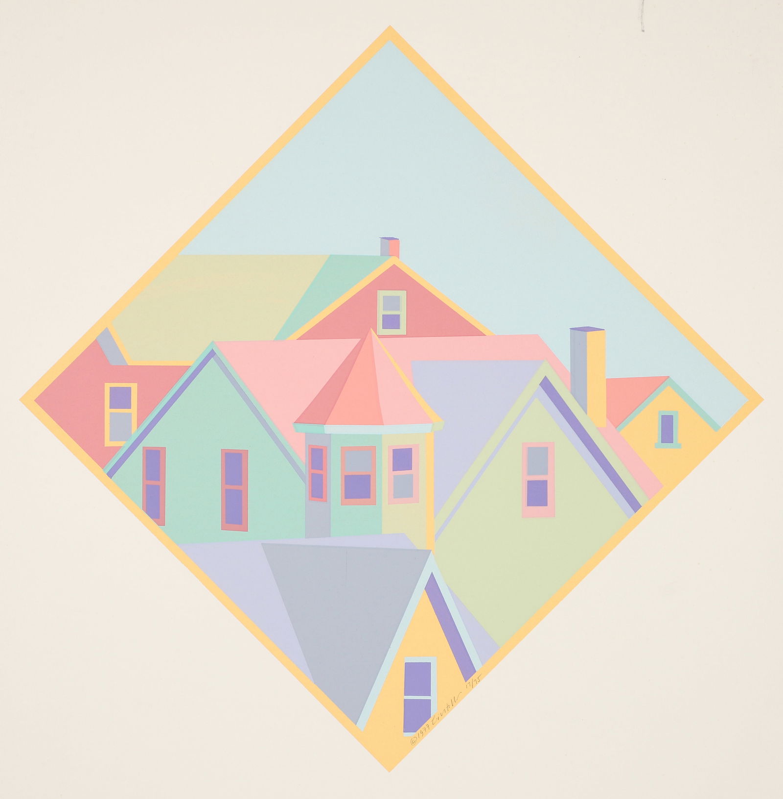 John Civitello Rooftops 1977 Signed Screenprint (1 of 4)