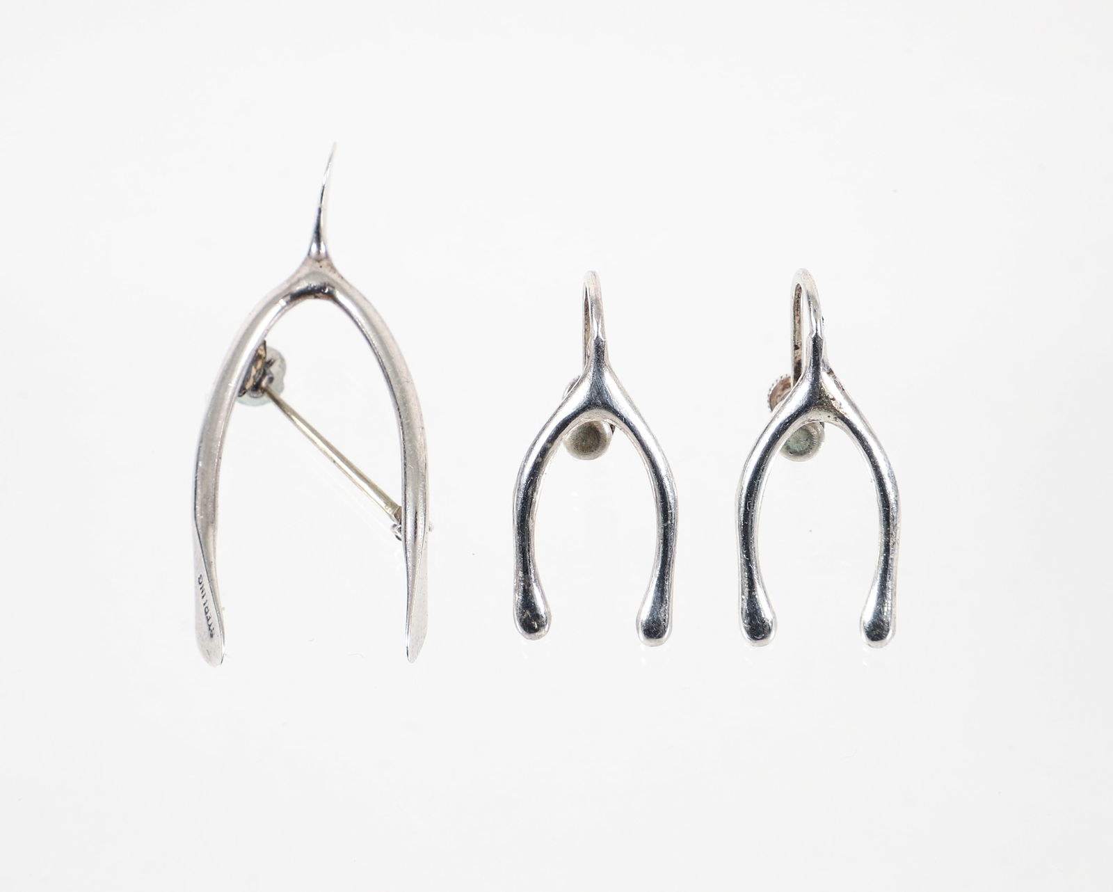 Silver Wishbone Brooch & Earring Set (1 of 7)