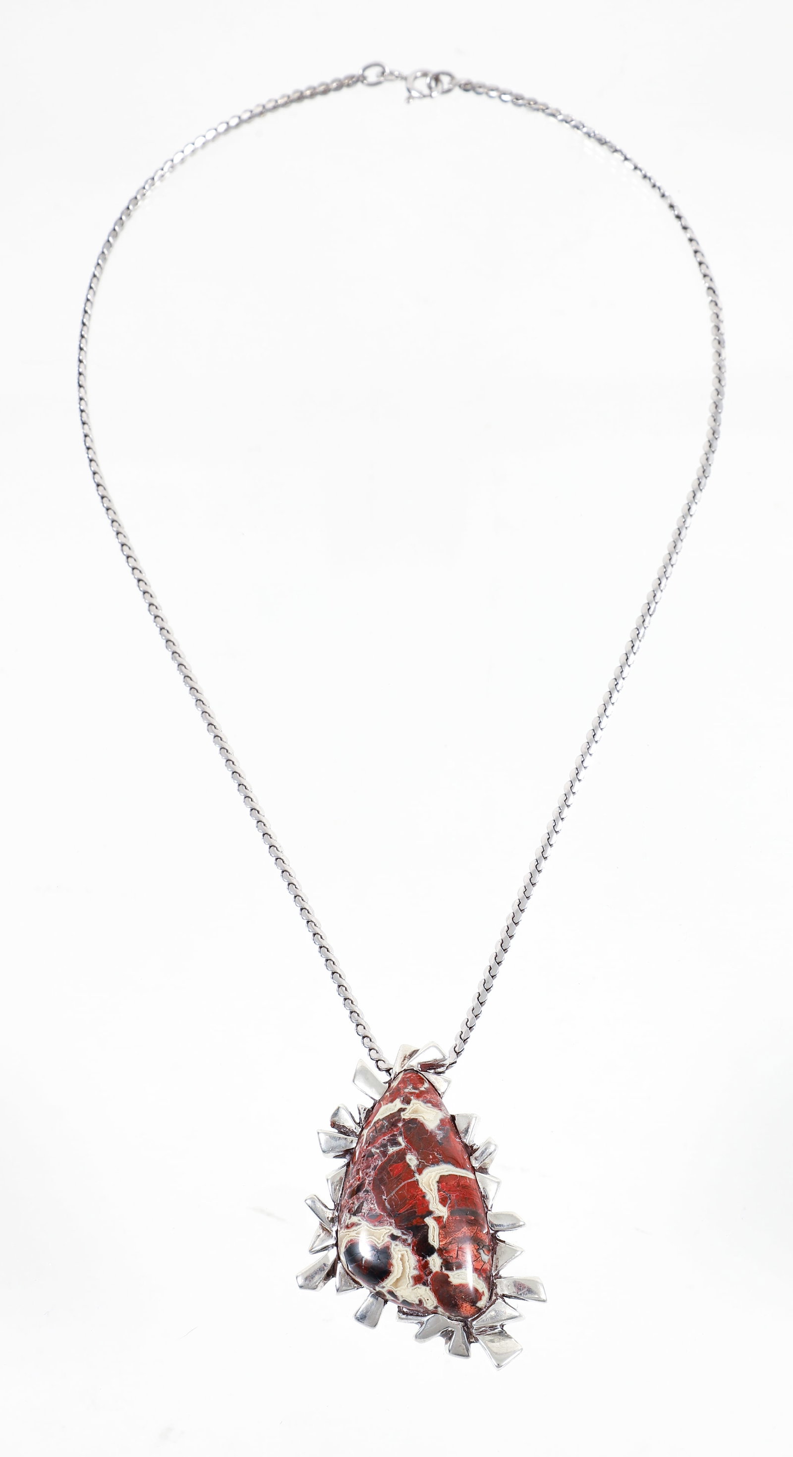 Silver Red Quartz Abstract Pendant Necklace (1 of 4)