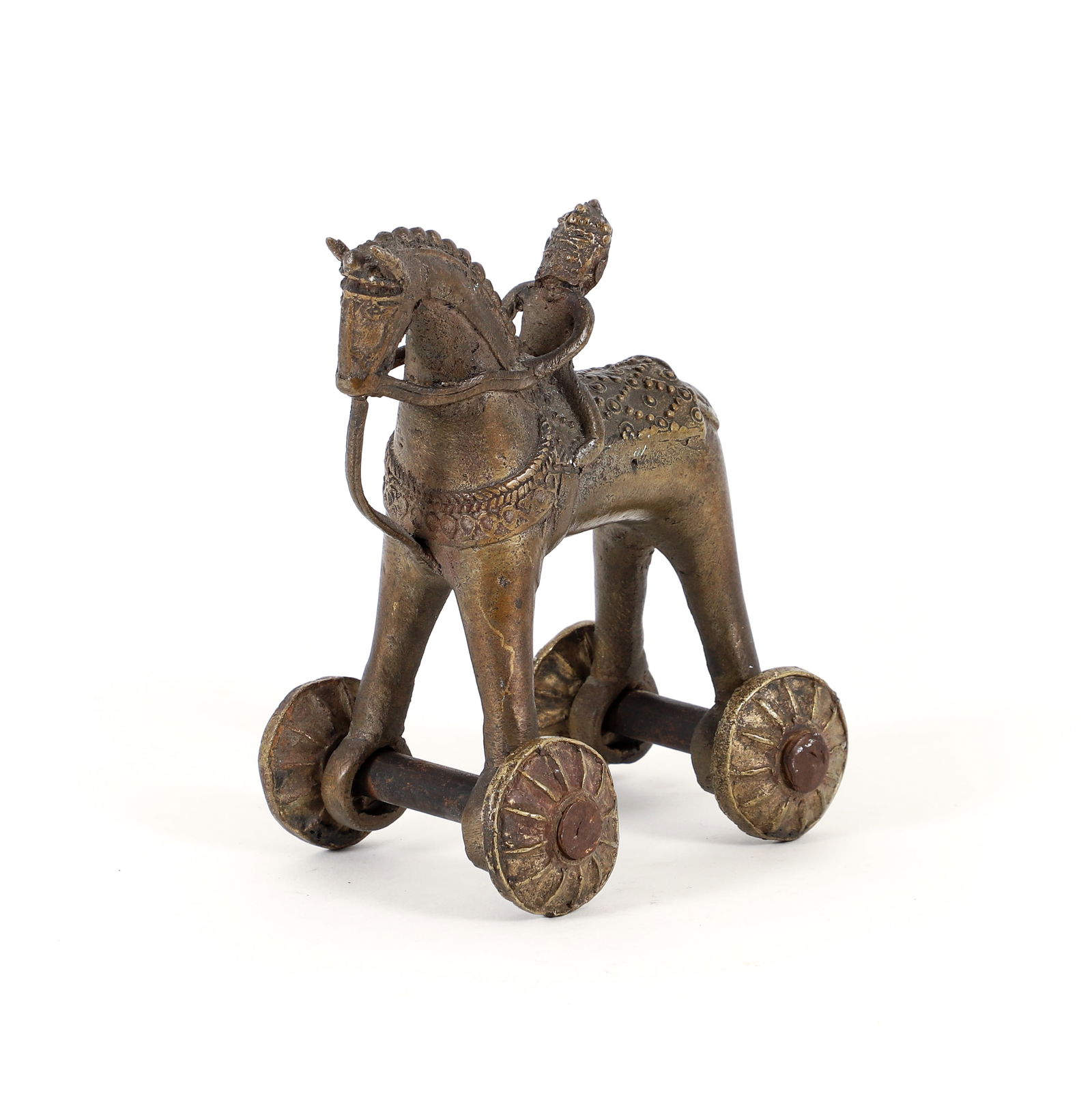 Indian or Persian bronze horse & rider toy (1 of 5)
