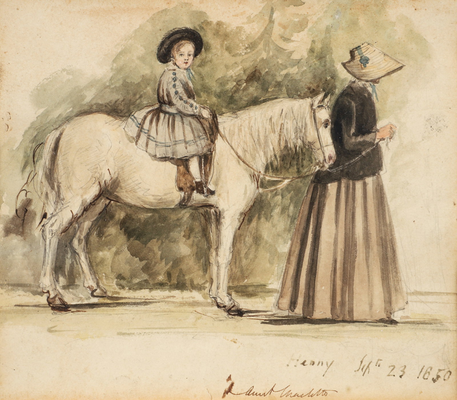 British Pony Ride wash drawing 1850 (1 of 4)