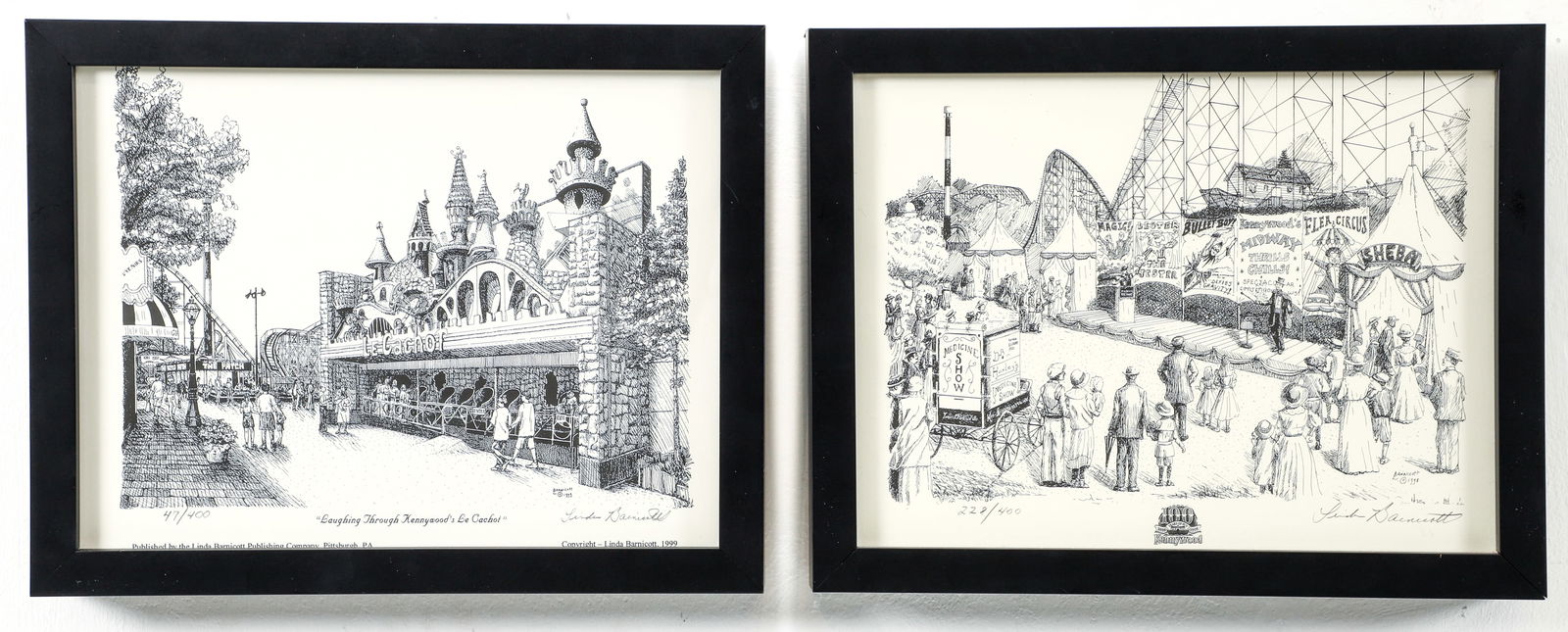 Linda Barnicott Pair of Kennywood Pittsburgh Signed Prints (1 of 9)