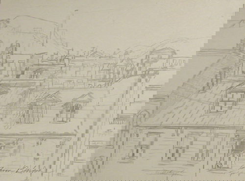 Aaron Bohrod, Pittsburgh Sketch: Bohrod, Aaron (American, 1907 - 1992) pencil on paper 7 x 9 1/2 inches signed lower right Aaron Bohrod wood 13 3/4 x 16 1/2 inches