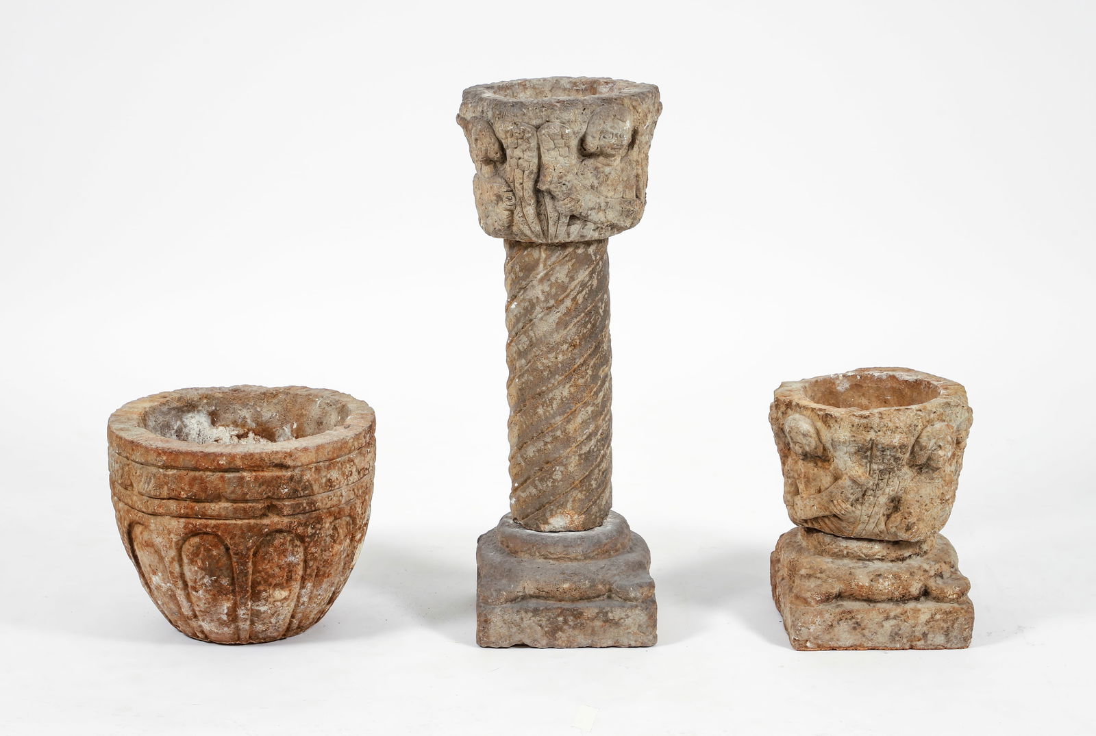 Group of 3 Antique Spanish Carved Stone Jardinieres (1 of 11)