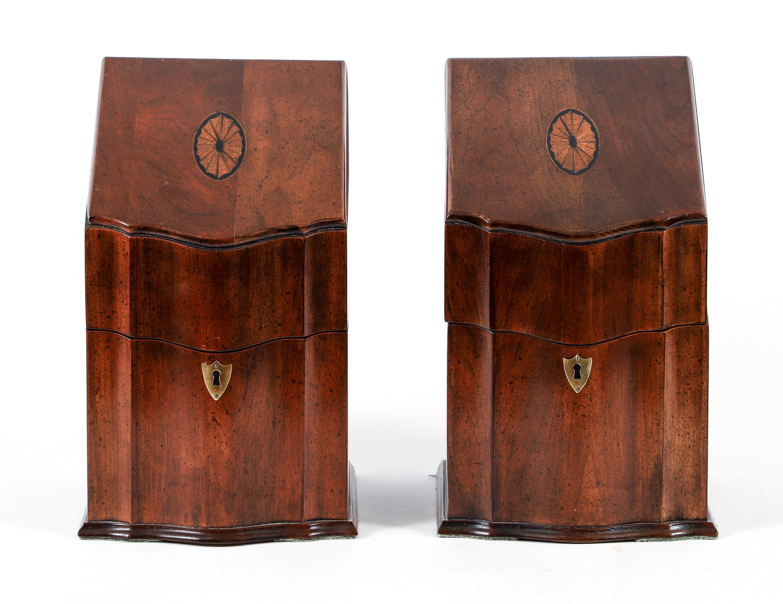Pair of Inlaid Hepplewhite style Mahogany Knife Boxes (1 of 8)