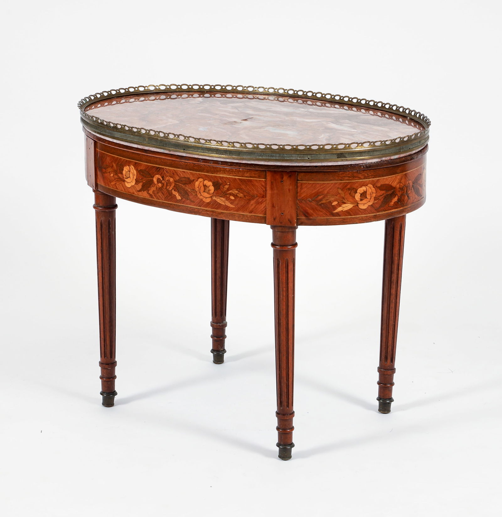 Marble Top Marquetry Inlaid Occasional Table (1 of 6)