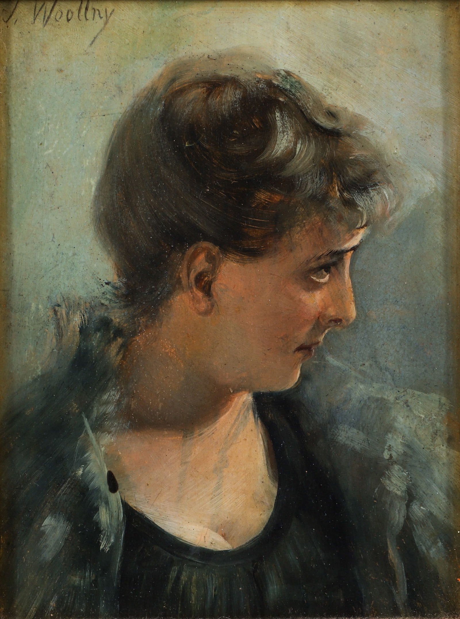J. Woollny early 20th Century oil Portrait of a Woman (1 of 5)