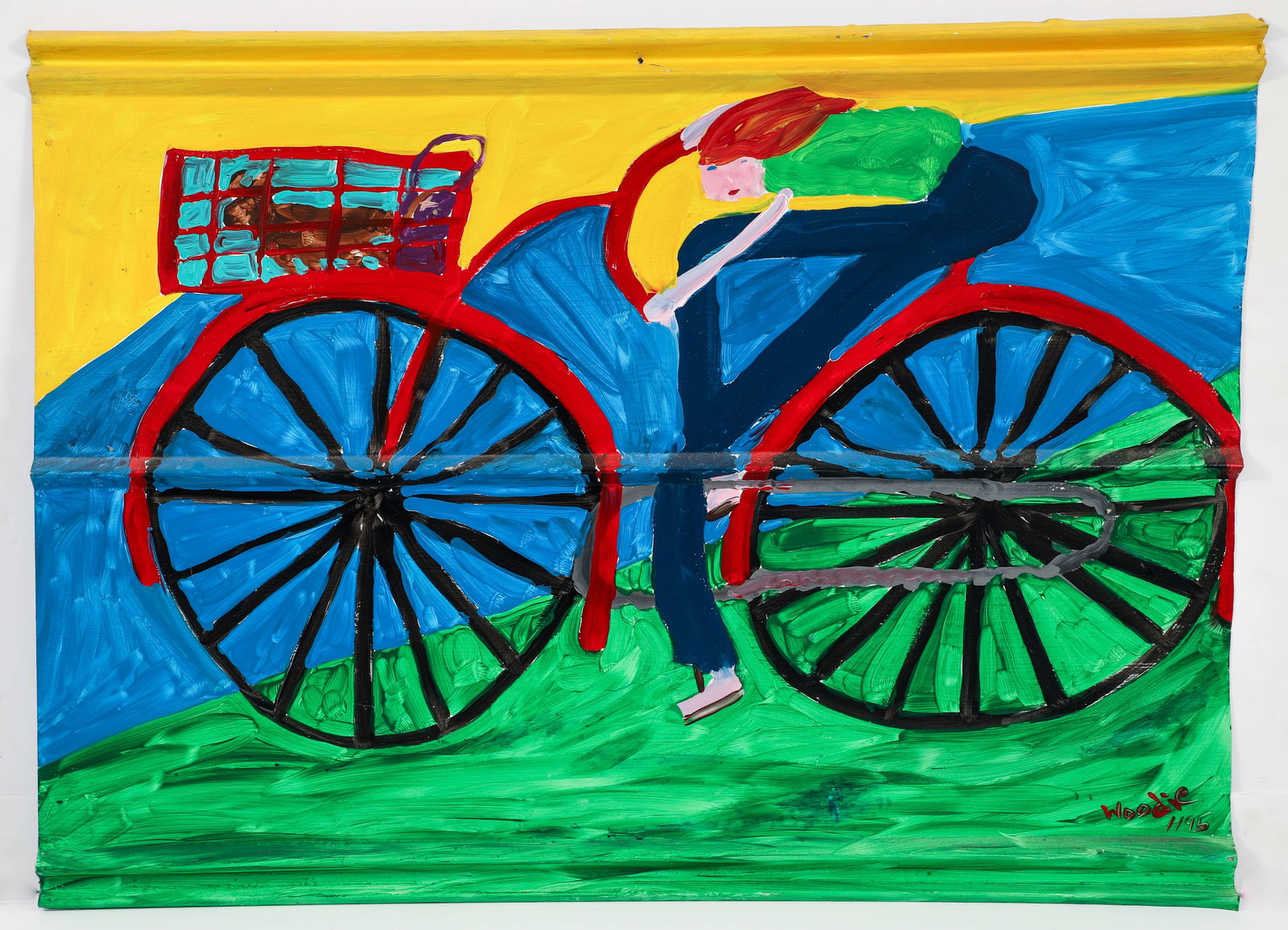 Woodie Long 1995 Woman on Bike with Rabbit (1 of 3)