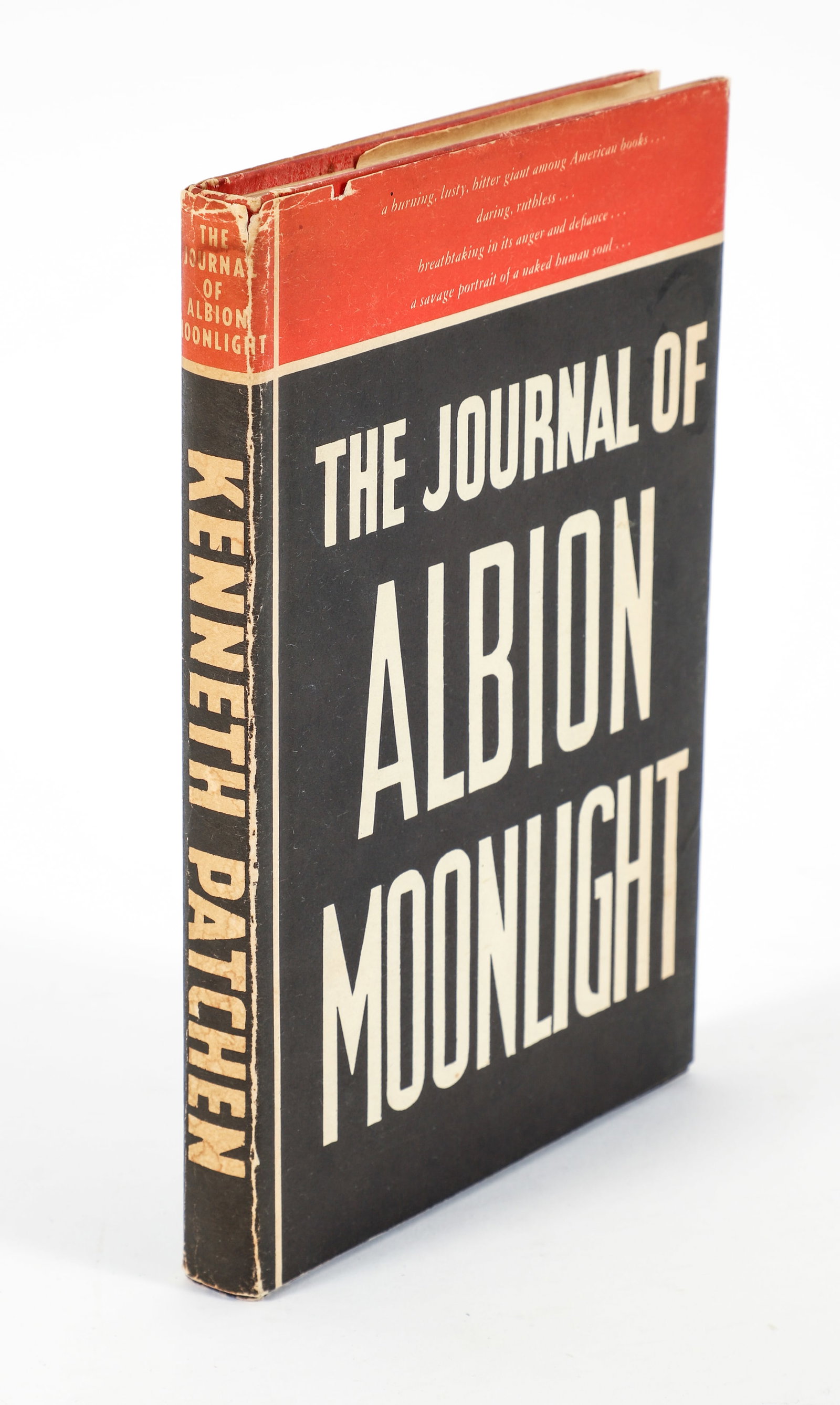 Kenneth Patchen Journal of Albion Moonlight Signed: Patchen, Kenneth, The Journal of Albion Moonlight, signed and inscribed by Patchen on the fly leaf, 1944, first trade edition, hardcover in dust jacket, published by The United Book Guild.