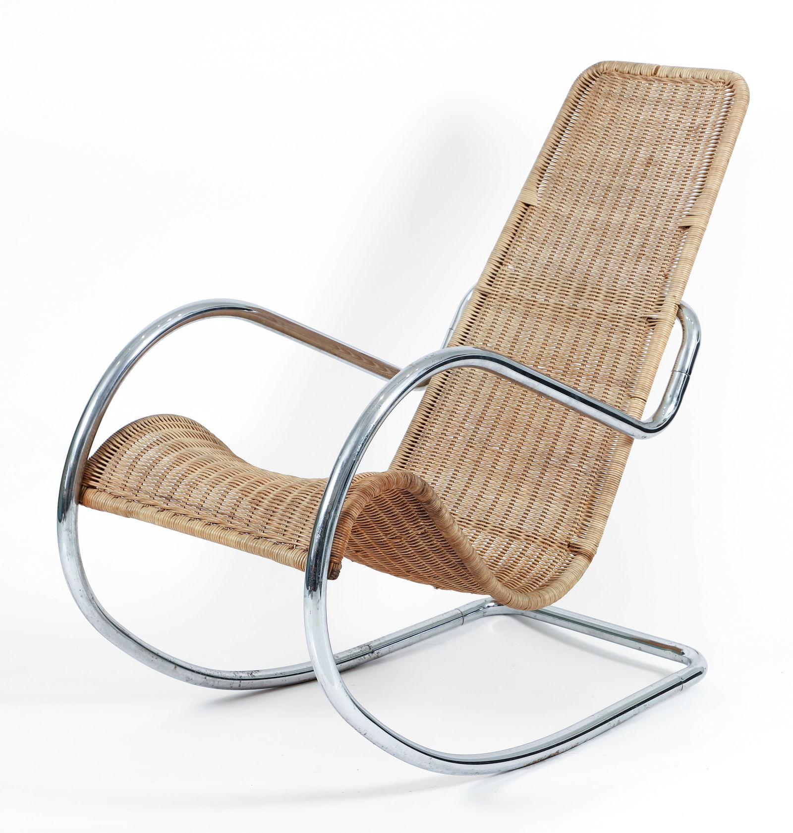 Mid 20th C. Rattan and Chrome Italian Rocking Chair (1 of 6)