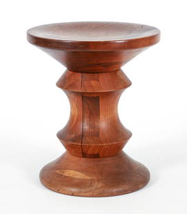 Charles and Ray Eames Time Life Turned Walnut Stool: Charles and Ray Eames for Herman Miller turned walnut Time Life stool, originally designed for the lobby of the Time-Life Building in 1960. Unmarked. 15 x 13 inches.