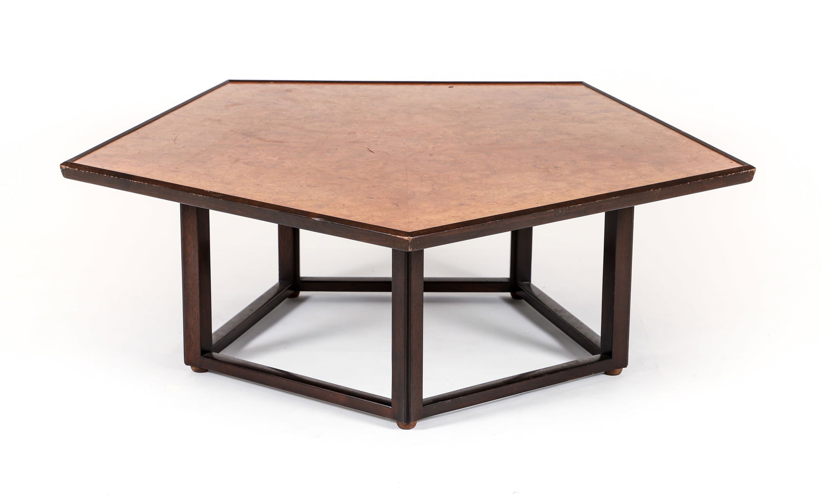 Ed Wormley for Dunbar 5 sided burl wood coffee table (1 of 7)