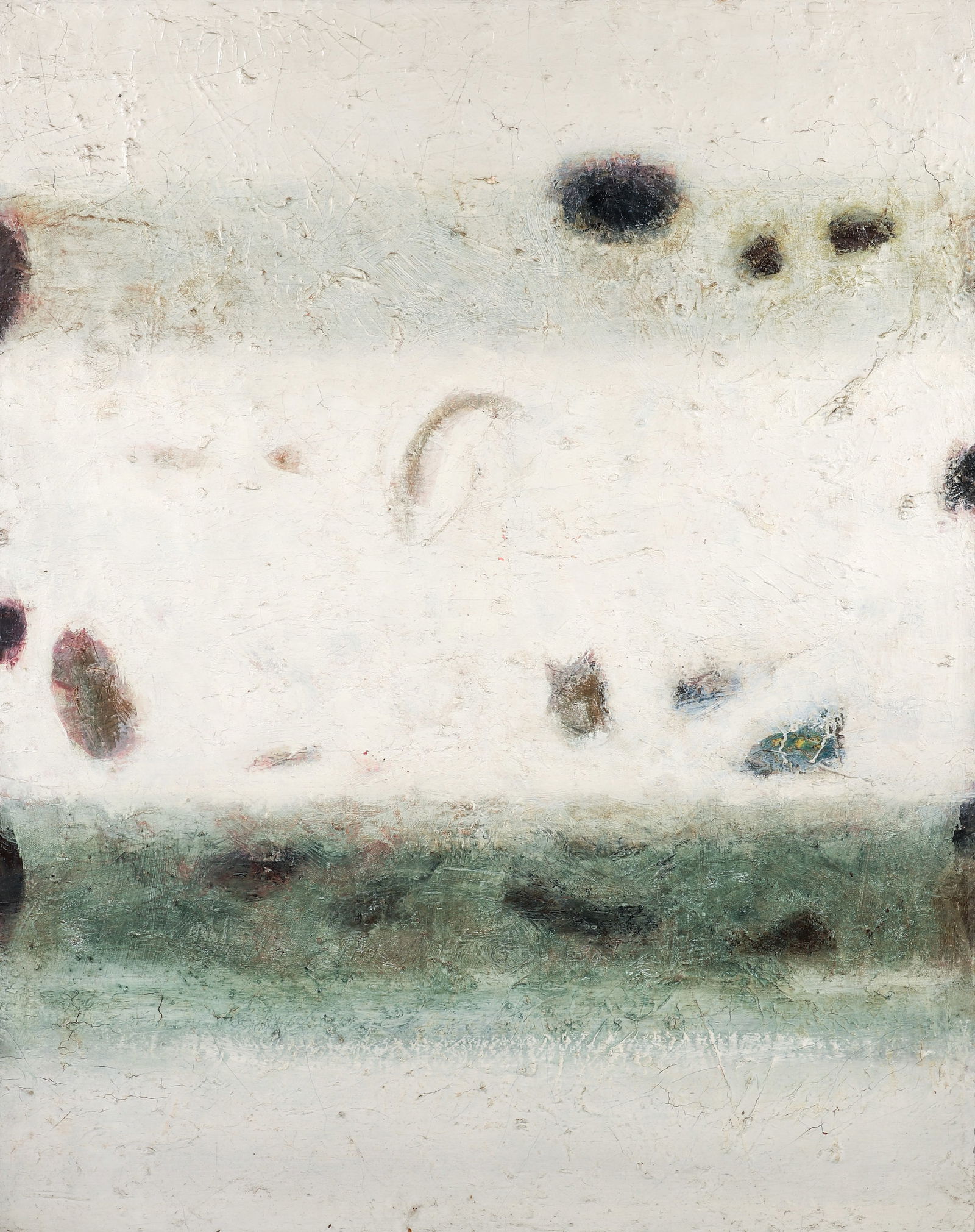 Lawrence Calcagno 1959 oil Inscape: Calcagno, Lawrence (American/San Francisco, 1913-1993), Inscape, 1959-1961, oil on canvas, 60 x 48 inches, signed, titled, and titled on canvas reverse, with a thin wood strip frame.