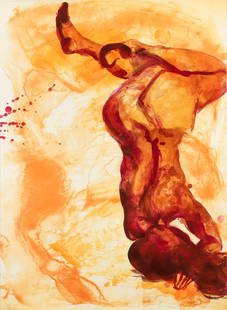 Eric Fischl 2001 lithograph Tumble: Fischl, Eric (American, b. 1948), Tumble, 2001, lithograph printed in colors on archival paper, 43 x 31 inches, pencil signed, dated, and numbered 11/32, framed measuring 47.5 x 36 inches