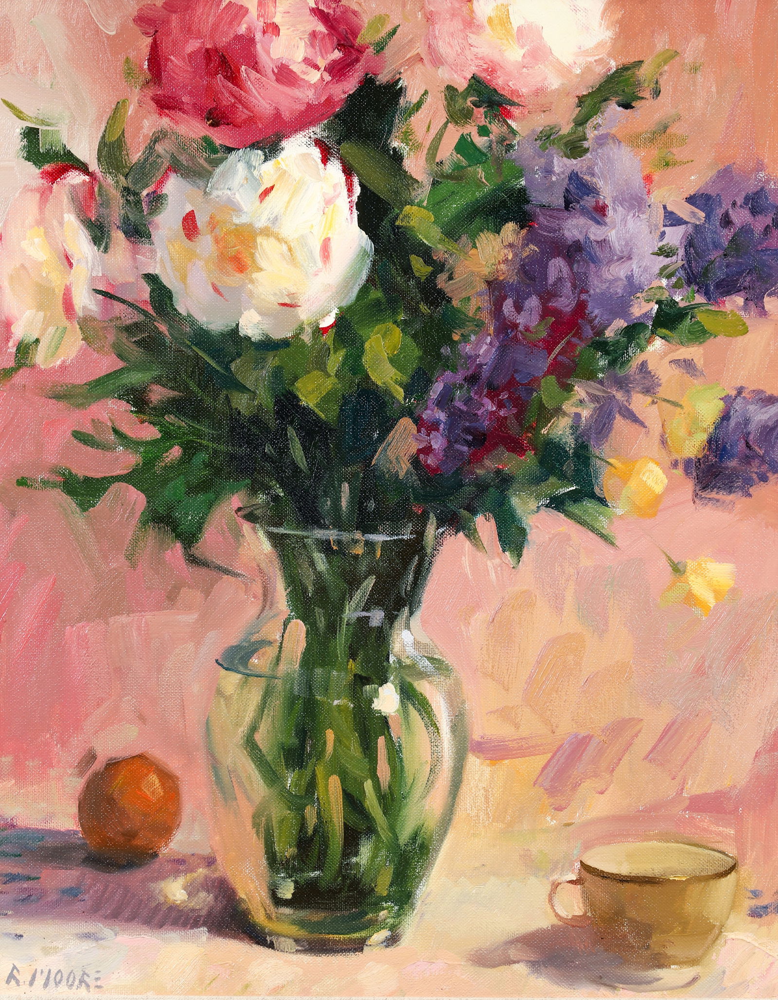 Robert Moore Spring Peonies Oil on Board 1993 (1 of 5)