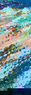 LeRoy Neiman Downhill Skier Signed Serigraph 1974: Neiman, LeRoy (American, 1921-2012), Downhill Skier (Small Ski) Ski, c.1974, serigraph on paper, signed and numbered 226/300 in pencil at bottom, image 24 x 8 inches, matted and framed 32 x 15 inches.