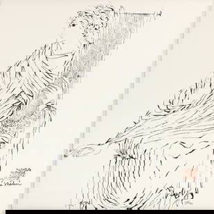 Ben Shahn 1966 serigraph Praise Him with Psaltery and Harp: Shahn, Ben (American, 1898-1969), Psalms 57, Praise Him with Psaltery and Harp, 1966, serigraph in black ink, Dimensions: 23.25 x 18.25 inches , pencil signed and numbered 254/300 from the edition of