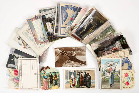 Lot of 39 Antique Jewish Holiday Greetings Postcards: Lot of 39 Antique Jewish Holiday Greetings Postcards, most date to early 20th century or before, mostly American but some European, includes some very rare pieces.