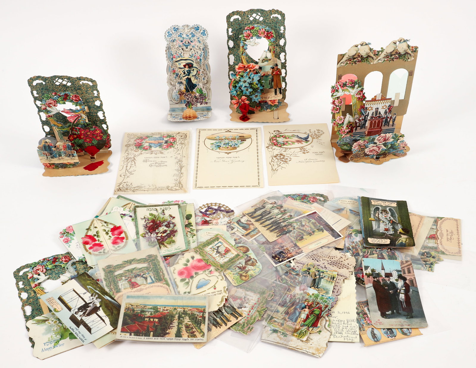 Huge Lot of Jewish Holiday Greetings Die Cut Scraps and Postcards (1 of 4)