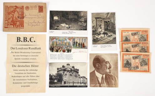 Lot of 10 Jewish items of Soviet and European interest: Lot of 10 Jewish pieces of Soviet and European interest, include postcards, photos, letters and ephemera, pre-1945.