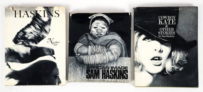 3 hardcover photography books by Sam Haskins: Haskins, Sam, Lot of 3 books, all hardcover first editions in dust jacket: Cowboy Kaye and Other Stories, 1965; African Images, 1967; November Girl, 1967.