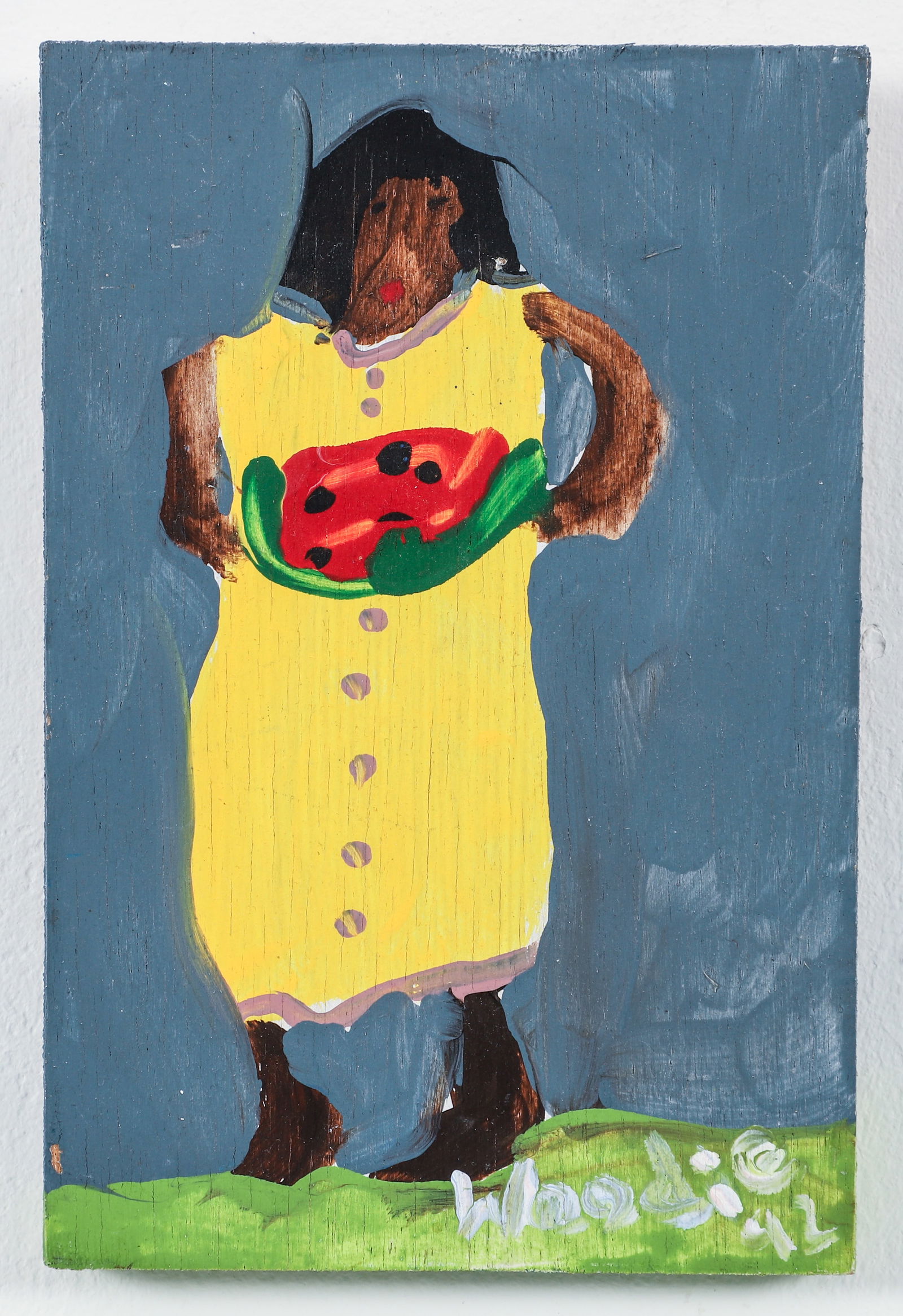 Woodie Long Painting on Board Girl With Melon (1 of 2)