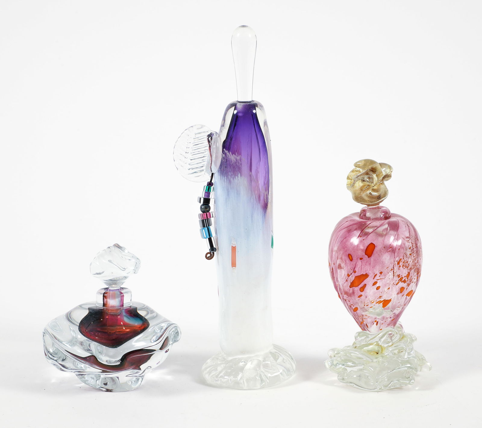 3 Late 20th Century Art Glass Perfume Bottles (1 of 5)