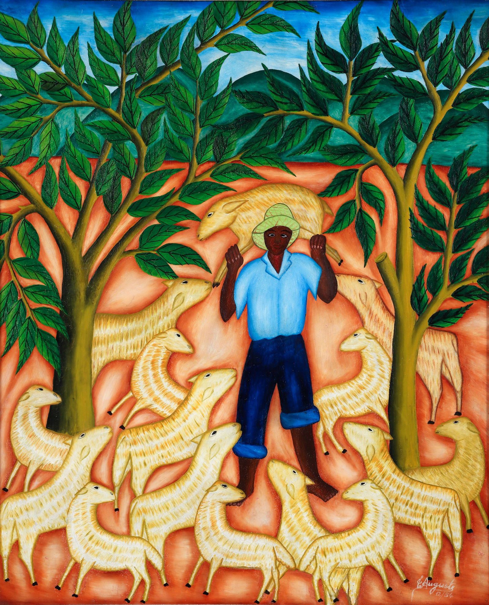 Toussaint Auguste The Lost Lamb 1954 Oil on Board (1 of 4)