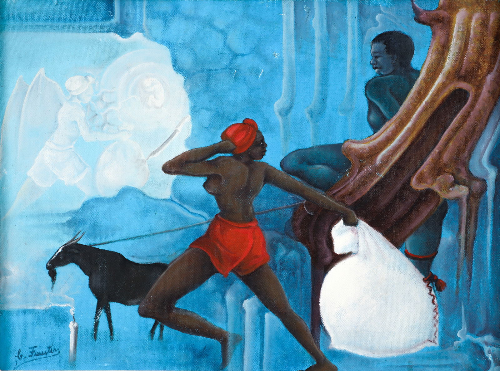 Celestin Faustin Allegorical Scene Oil on Canvas (1 of 3)