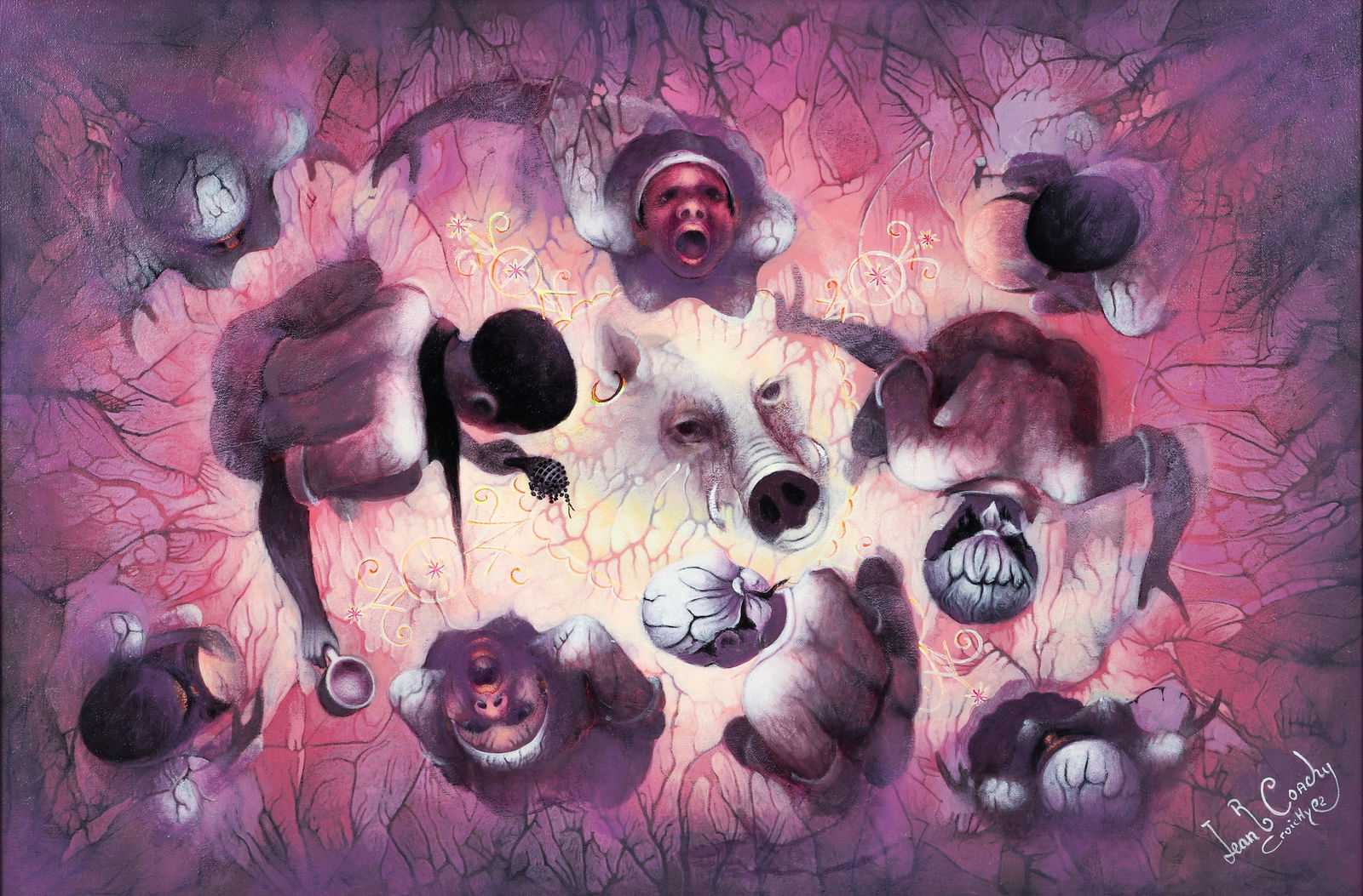 Jean Richard Coachy Bois Caimon Ceremony Oil on Canvas (1 of 3)