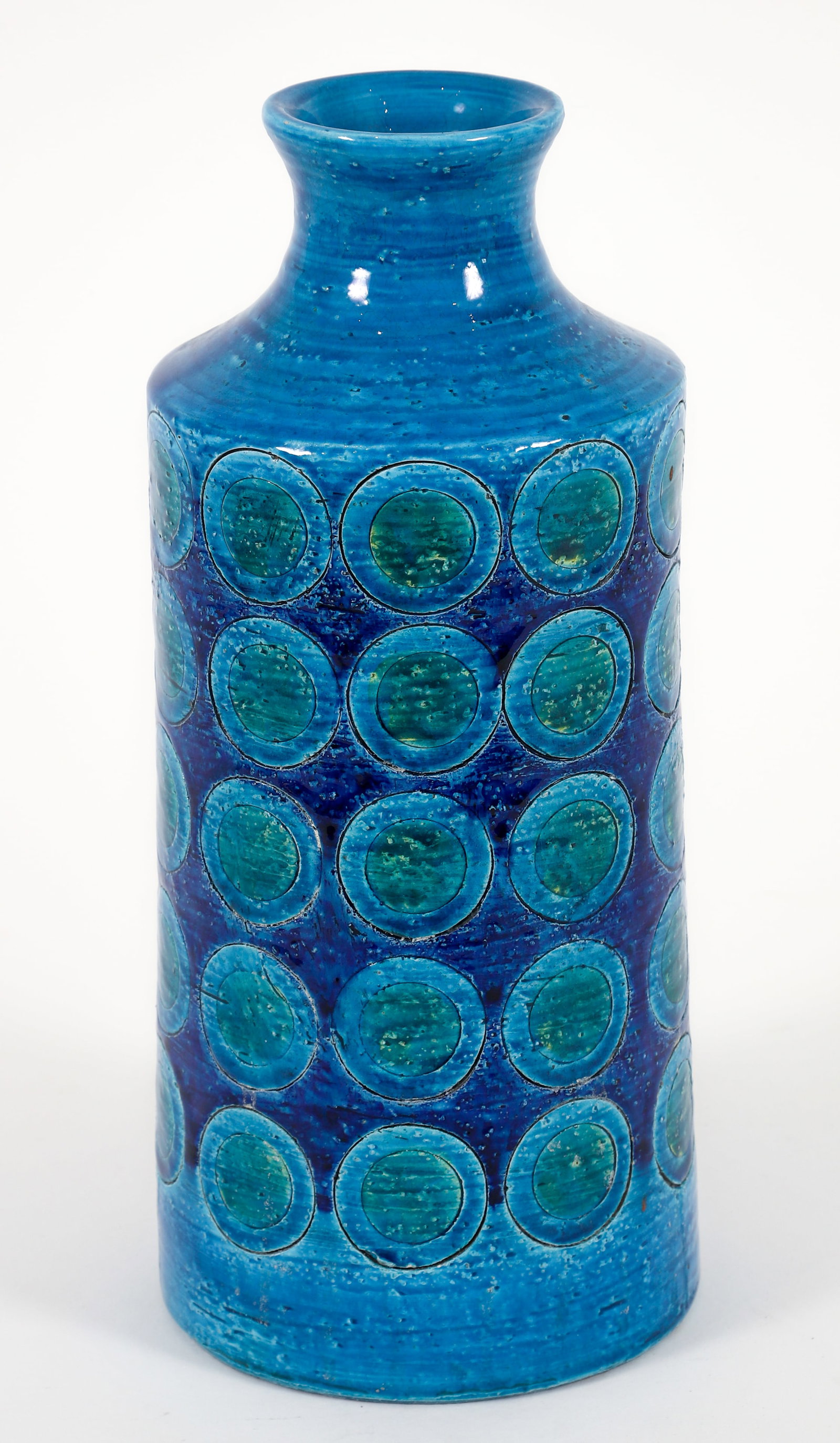 MCM Aldo Londi for Bitossi Rimini Blue Circle Motif Vase (1 of 3)