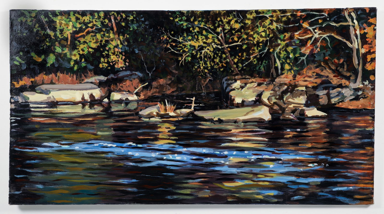 Bud Gibbons oil painting Lake Landscape with Deer (1 of 3)
