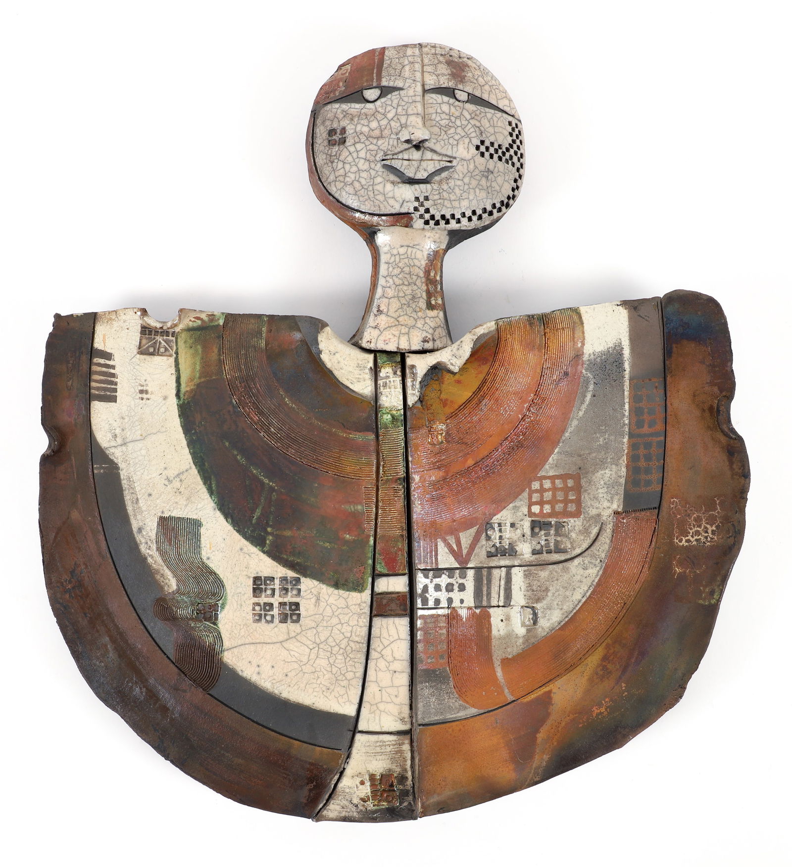 Doug Delind Raku Tile Relief Wall Sculpture Figure (1 of 3)