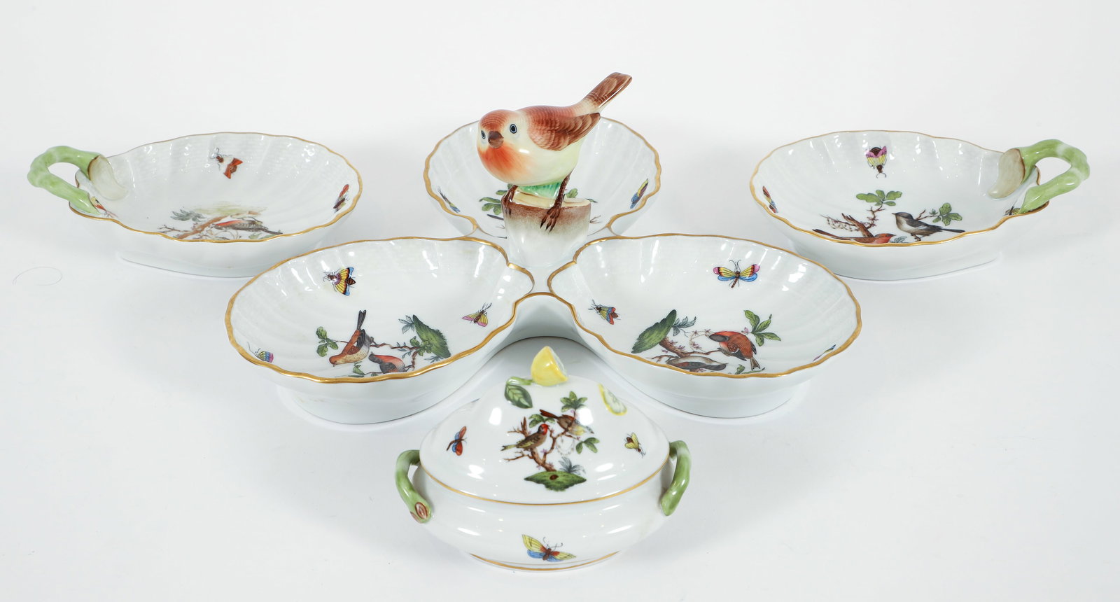 4 Pieces of Herend Porcelain Rothschild Serving Pieces (1 of 9)
