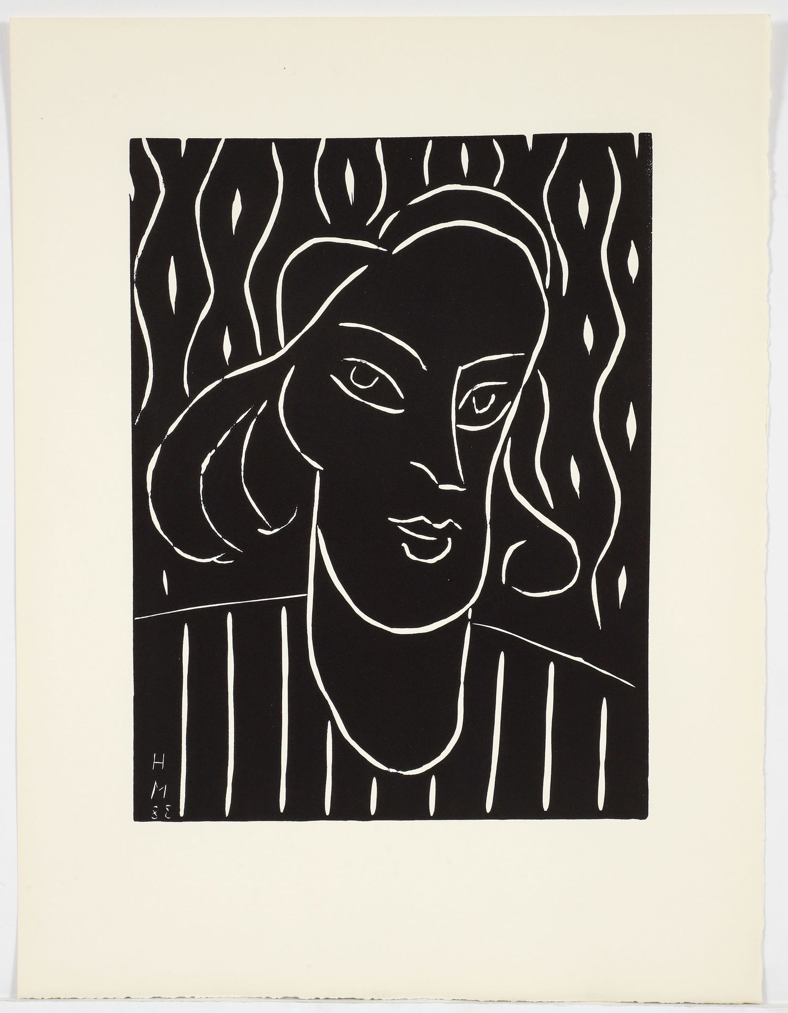 Henri Matisse linocut Teeny 1959 edition: Matisse, Henri (French, 1869-1954), Teeny (Duthuit #723), originally 1938, this edition printed in 1959, linocut in black ink, image size 11.75 x 8.8 inches, unframed. This work is from the edition of