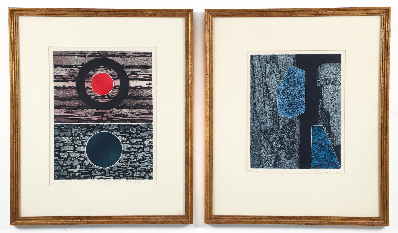 Pair Gabor Peterdi Signed Etchings from Genesis suite (1 of 5)