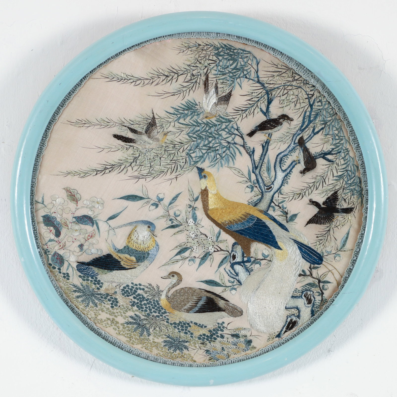 Asian Embroidered Roundel late 19th or Early 20th Century (1 of 2)