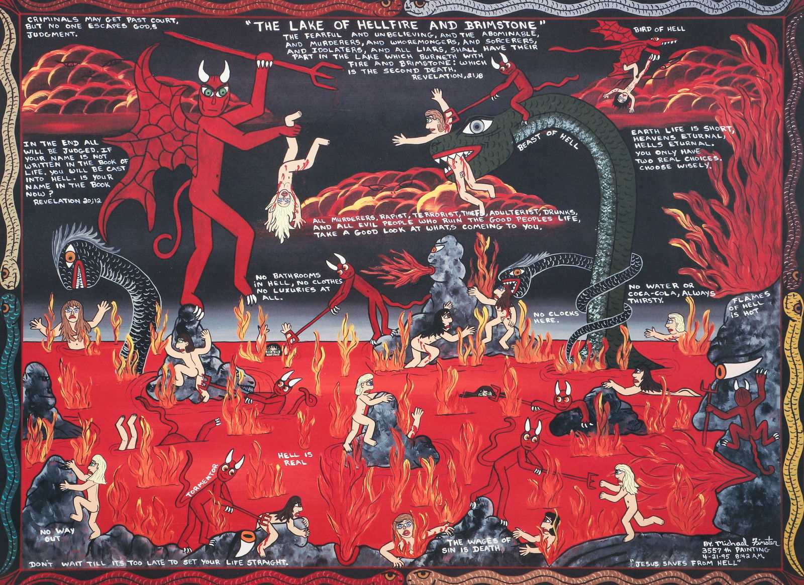 Michael Finster Lake of Hellfire and Brimstone Lithograph Signed (1 of 4)