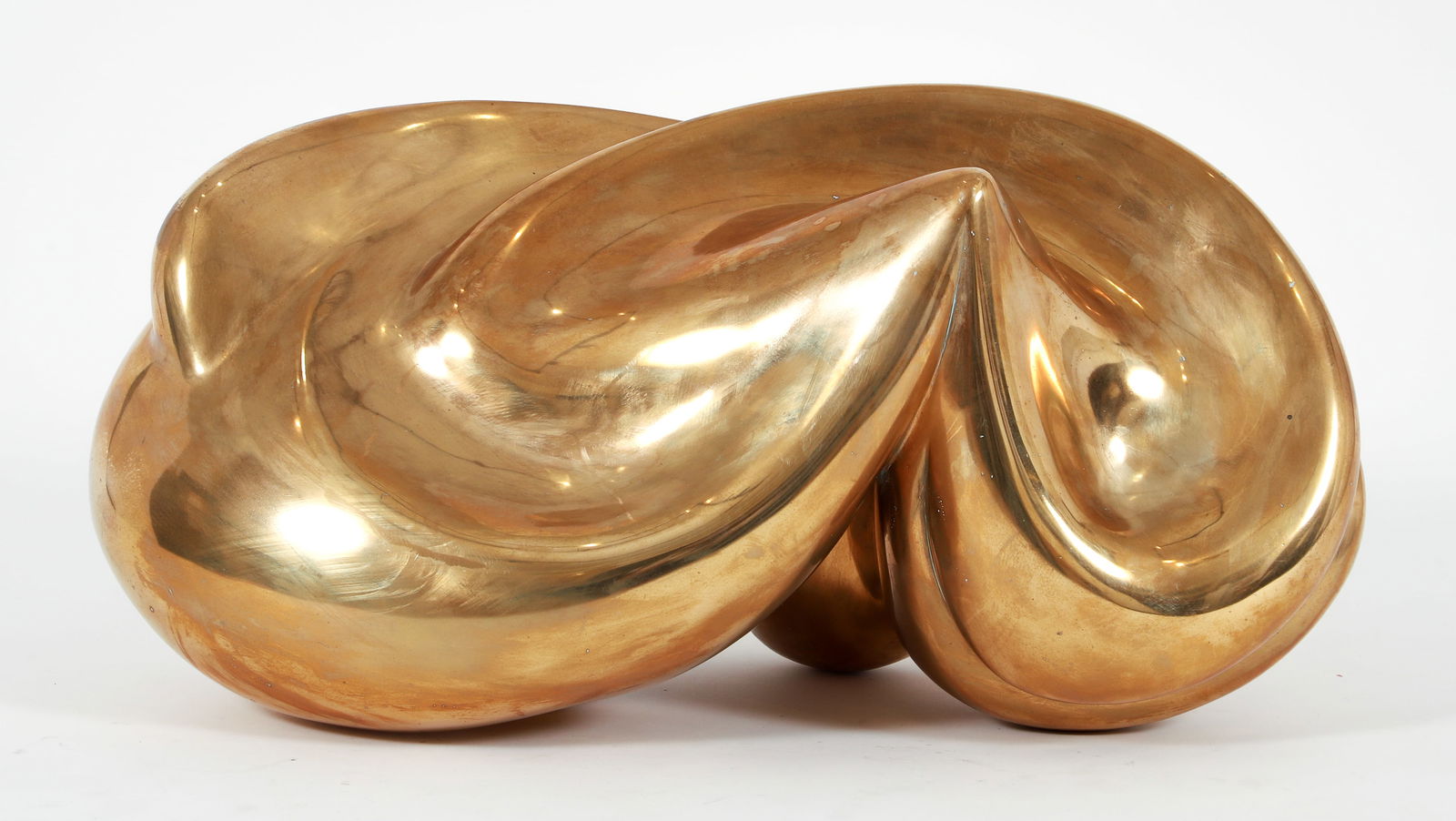 Francois Stahly Polished Bronze La Coquille 1946-1966: Stahly, Francois (German/French, 1911-2006), La Coquille (The Shell), petite version, 1946-1966, polished bronze, 12 x 25 x 14 inches, (40 x 65 x 45cm.), apparently unsigned. Provenance: acquired from