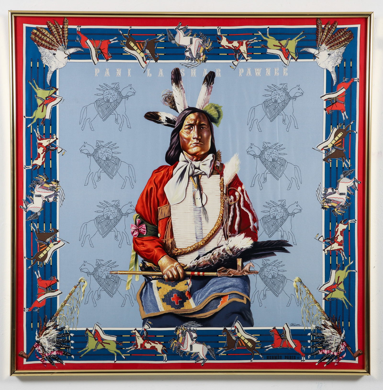 Framed Hermes Scarf Pani La Shar Pawnee (1 of 2)