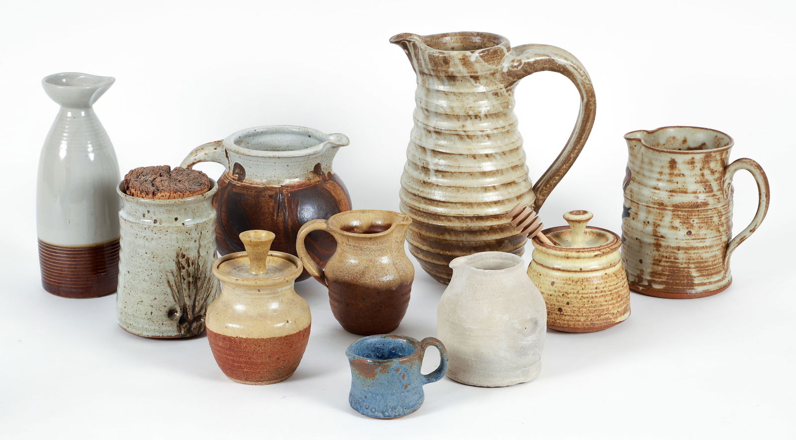 Collection of Studio Ceramic Creamers, Pitchers, Honey Pot (1 of 5)