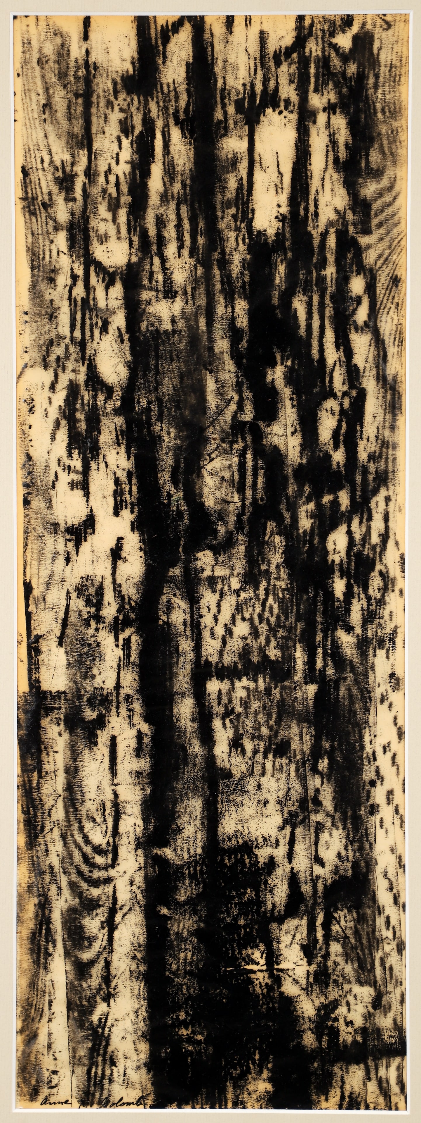 Anne Temeles Golomb 1960's frottage drawing Image Beyond: Golomb, Ann Temeles (20th Century American), Image Beyond, 20 x 7.25 inches, frottage drawing, signed lower left, Provenance: The Estate of Margaret Raphael, framed measuring 30 x 13 inches