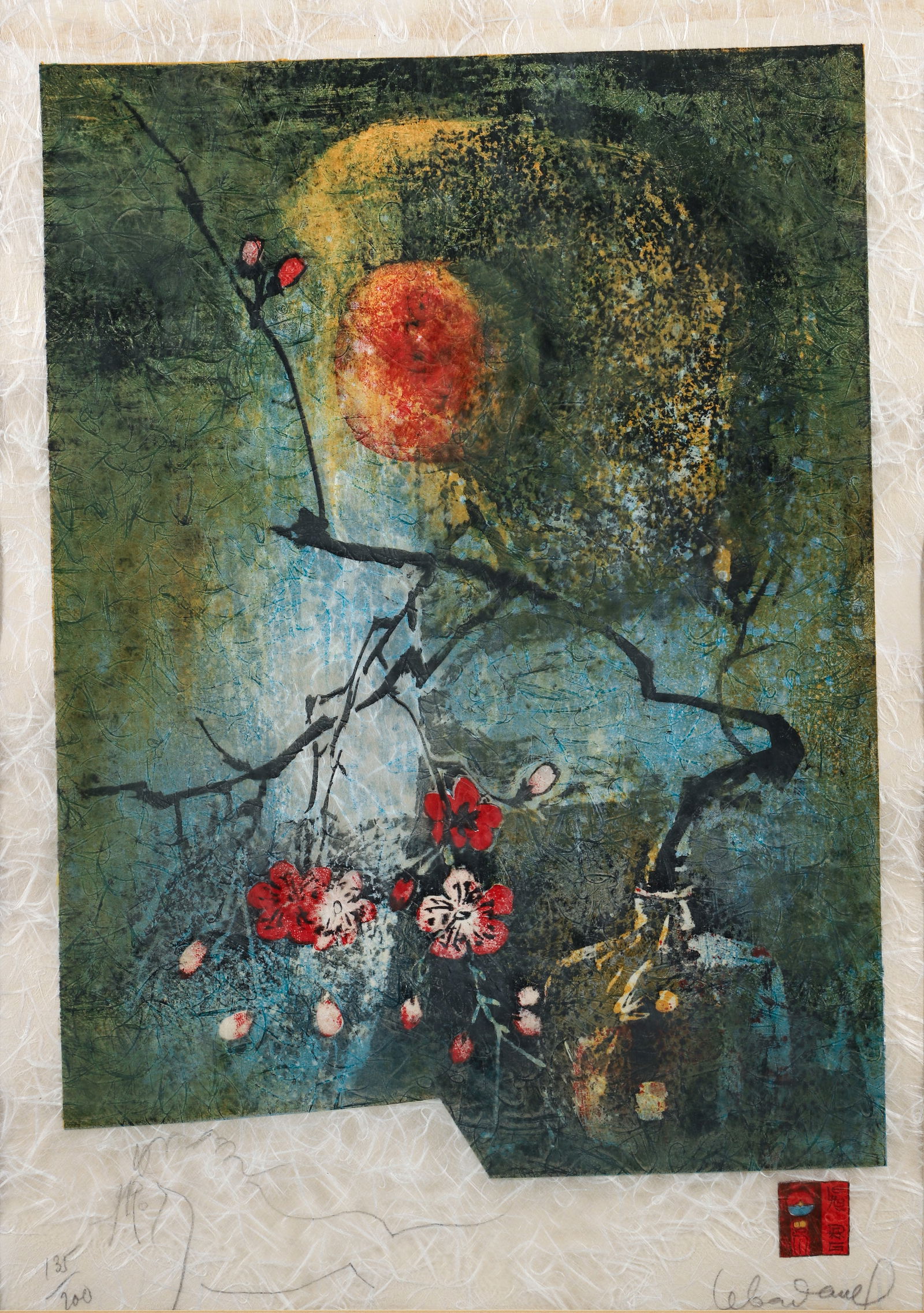 Lebadang Cherry Blossom Signed Mixed Media Print (1 of 5)