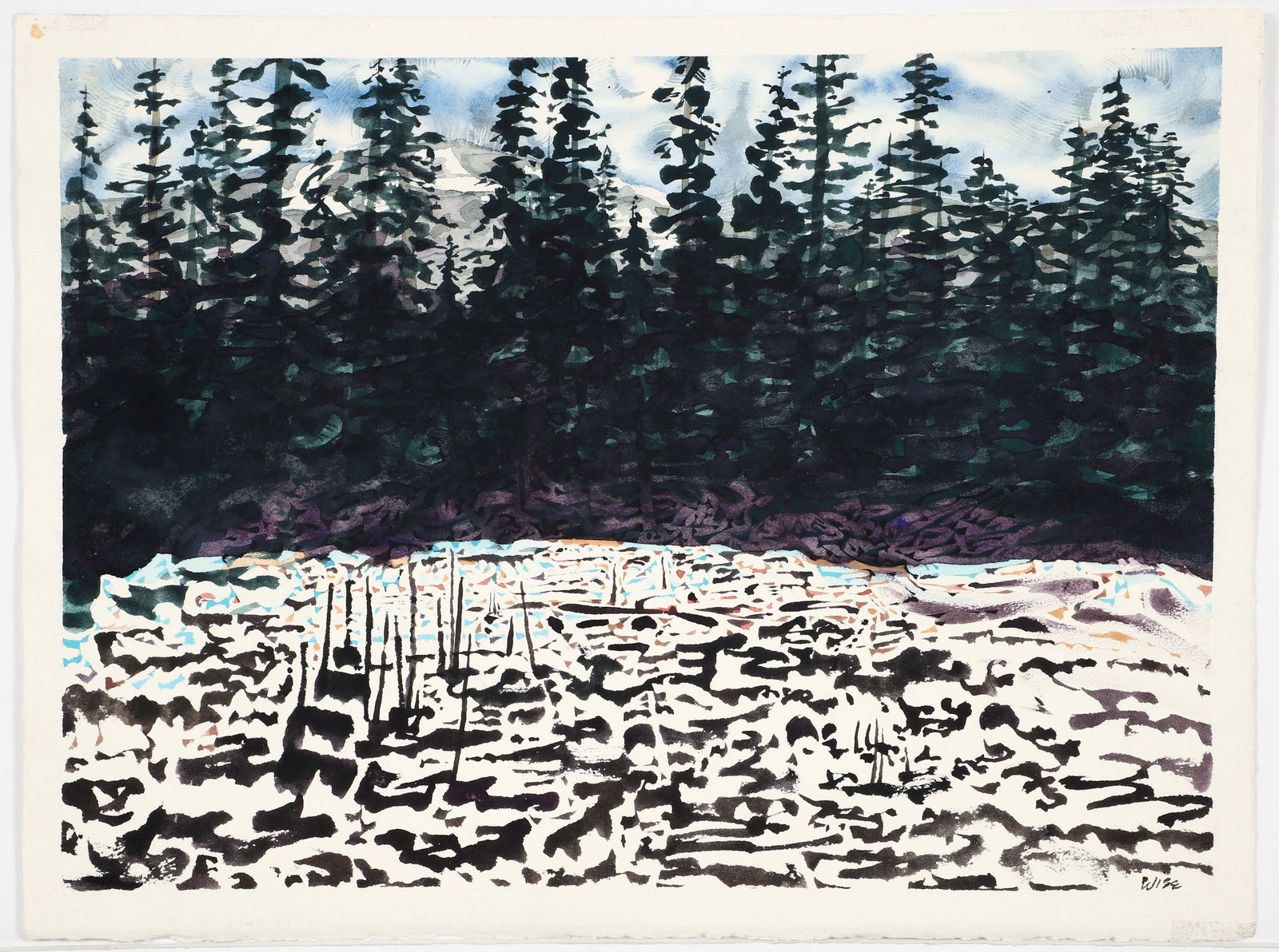 Jack Wise 1995 watercolor maquette for British Columbia Woodblock (1 of 2)