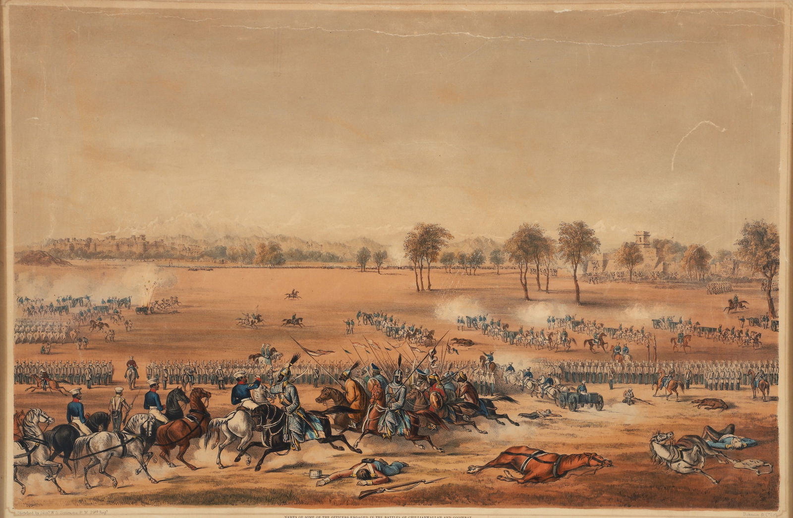 Period color lithograph Battle of Gujerat (1 of 4)