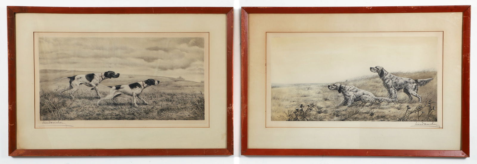 Pair of Leon Danchin Sporting Dog Prints Signed (1 of 5)
