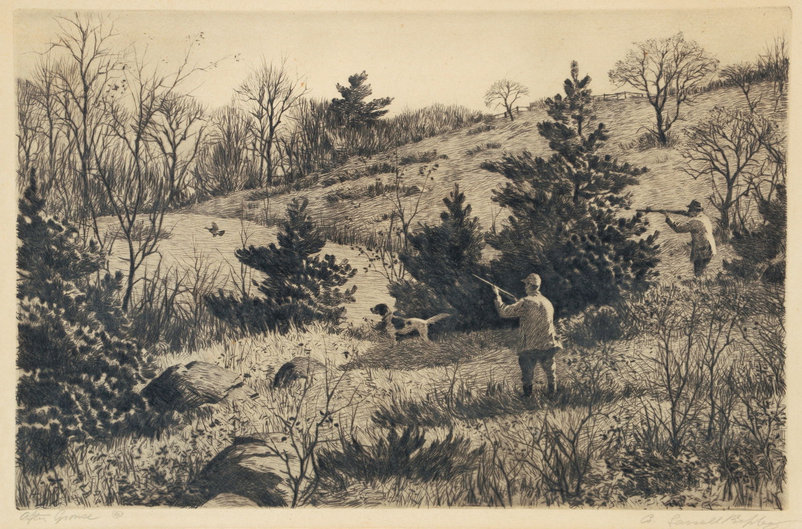 Aiden Lassell Ripley drypoint etching After Grouse (1 of 4)